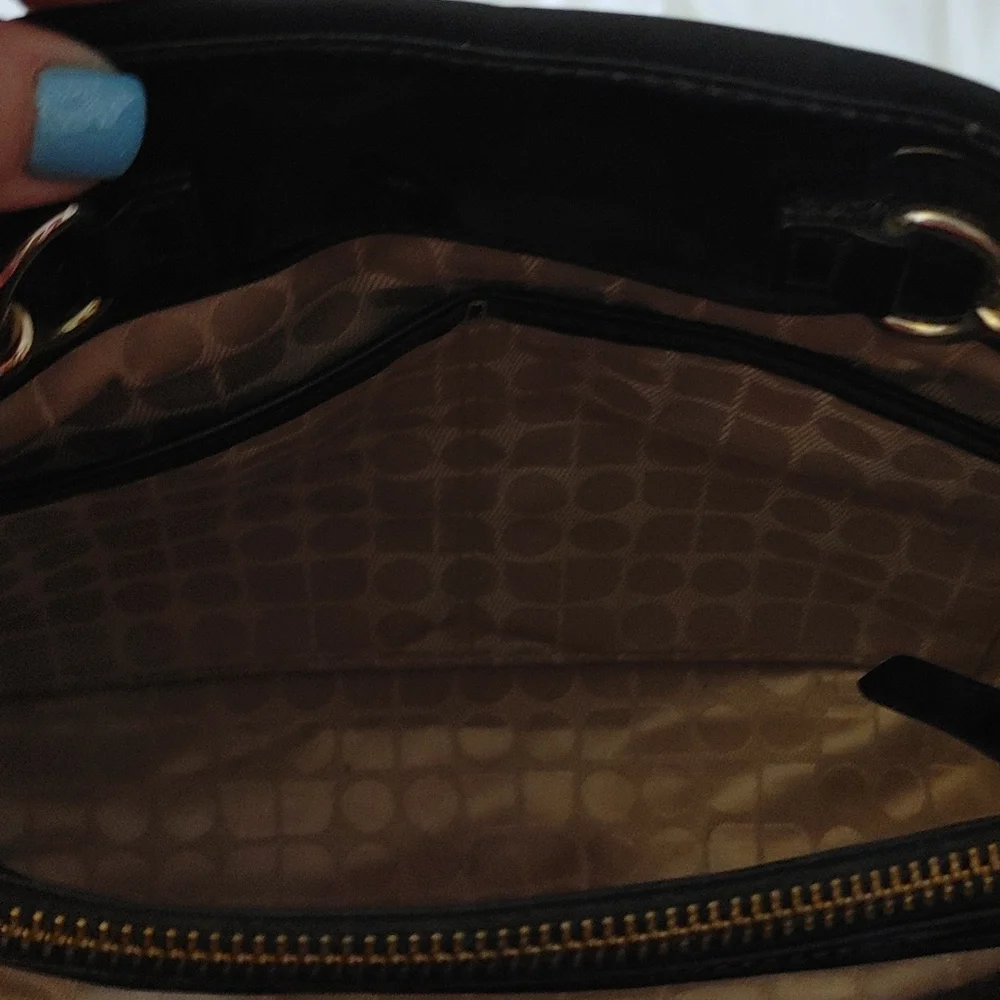 Kate Spade Elena Black Nylon & Patent Leather Shoulder Hobo Handbag - Picture 9 of 11